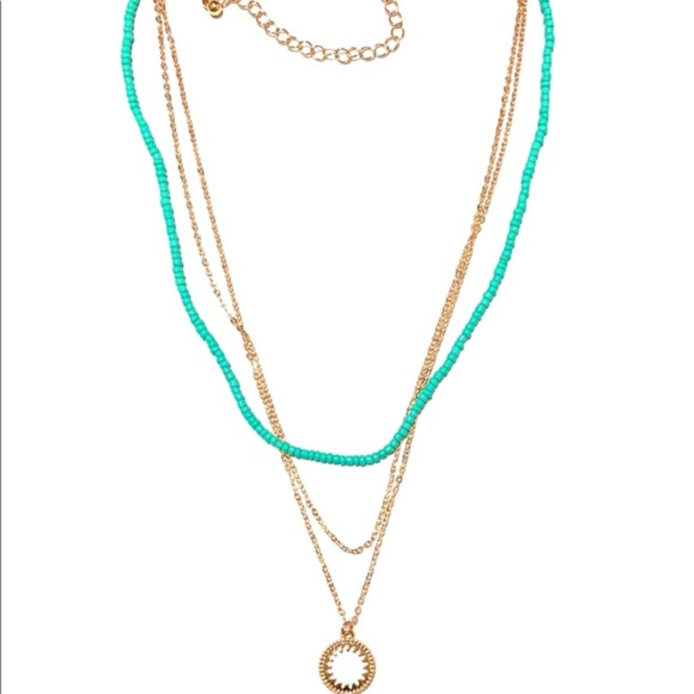Gemma Simone Layered Aqua Beaded Necklace